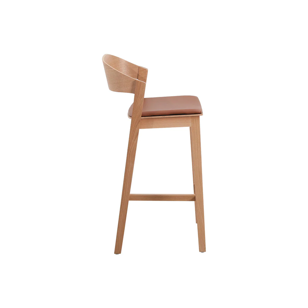 Ex Display - CBS10292-SD Natural Bar Stool - Brown Seat - Image 3
