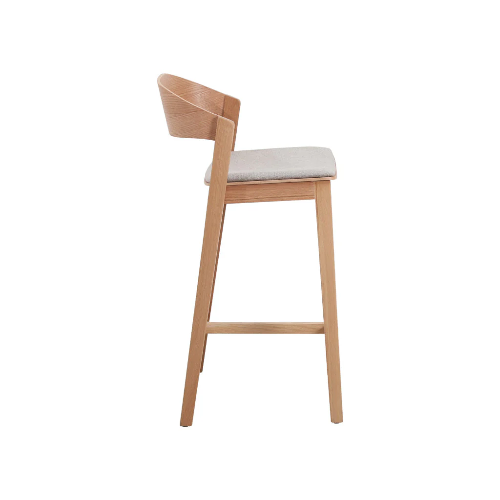 CBS10293-SD Natural Bar Stool - Grey Seat - Image 3