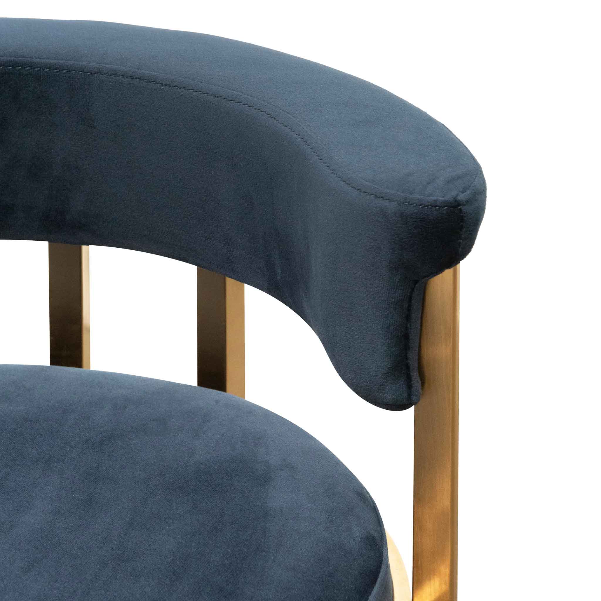 Ex Display - CBS6273-BS Indigo Velvet Bar Stool - Golden Base - Image 7