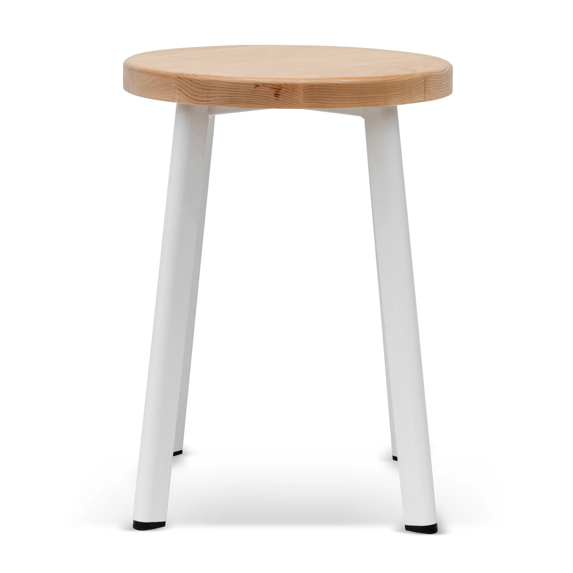 Ex Display - CBS6997-NH 46cm Natural Wooden Seat Low Stool - White  Legs - Image 2