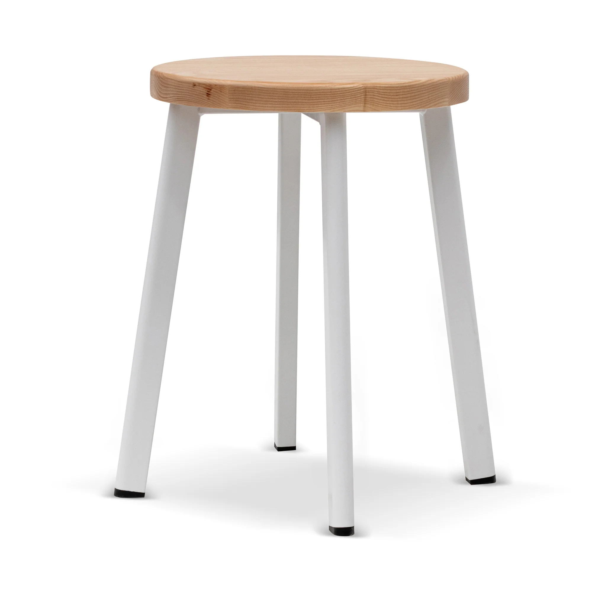 Ex Display - CBS6997-NH 46cm Natural Wooden Seat Low Stool - White  Legs - Image 3