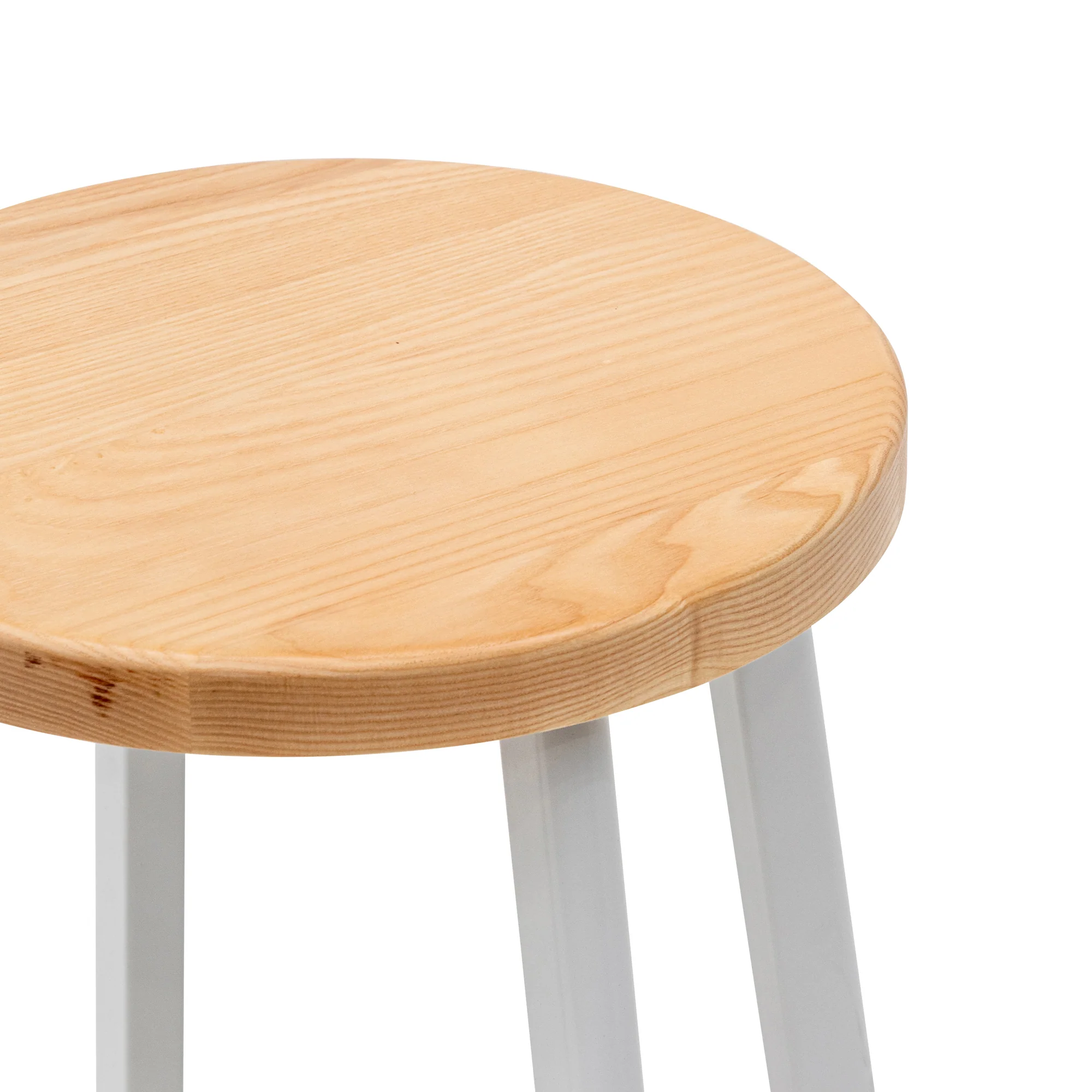 Ex Display - CBS6997-NH 46cm Natural Wooden Seat Low Stool - White  Legs - Image 4
