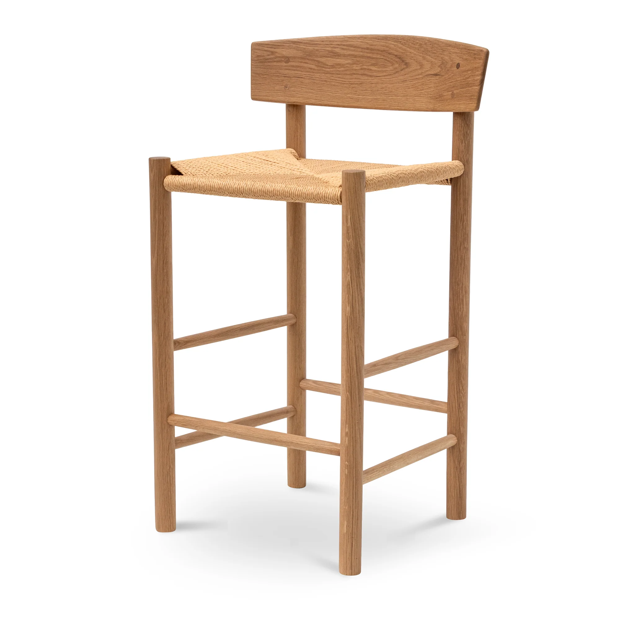 Ex Display - CBS8018-OW 65cm Bar Stool - Natural with Back Rest