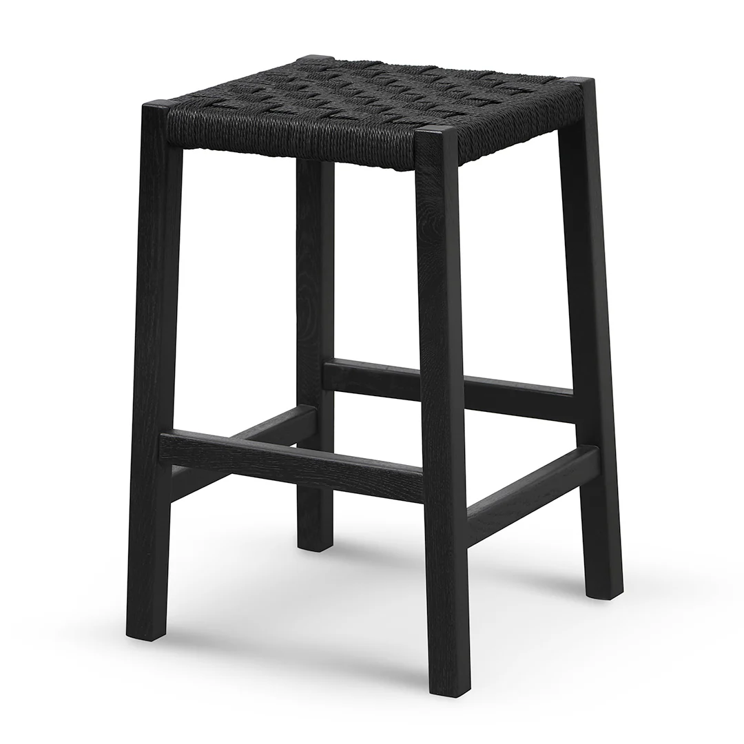 Ex Display - CBS8507-OW 65cm Rattan Bar Stool - Full Black - Image 3
