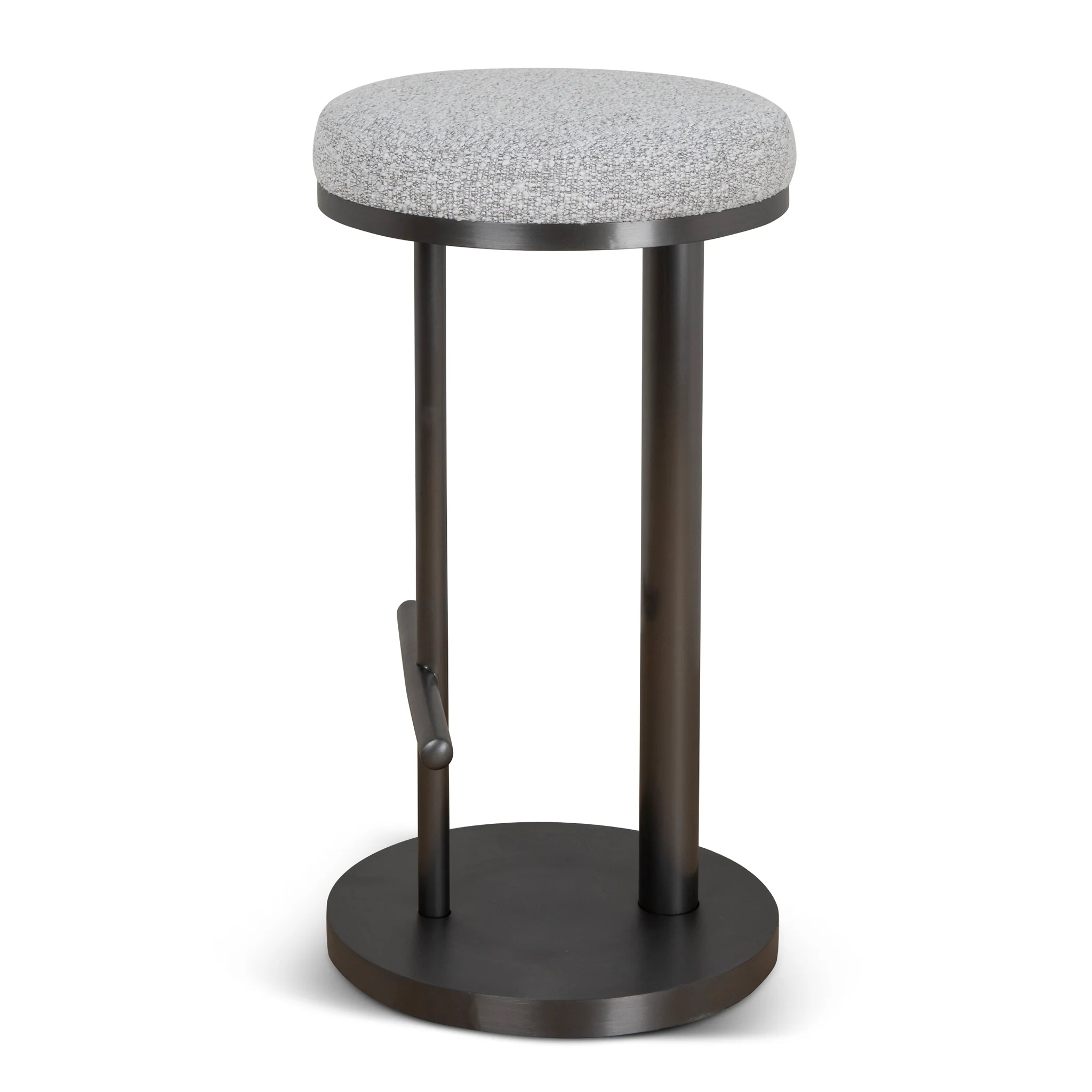 Ex Display - CBS8844-BS 68cm Brush Black Bar Stool - Silver Grey Boucle - Image 2