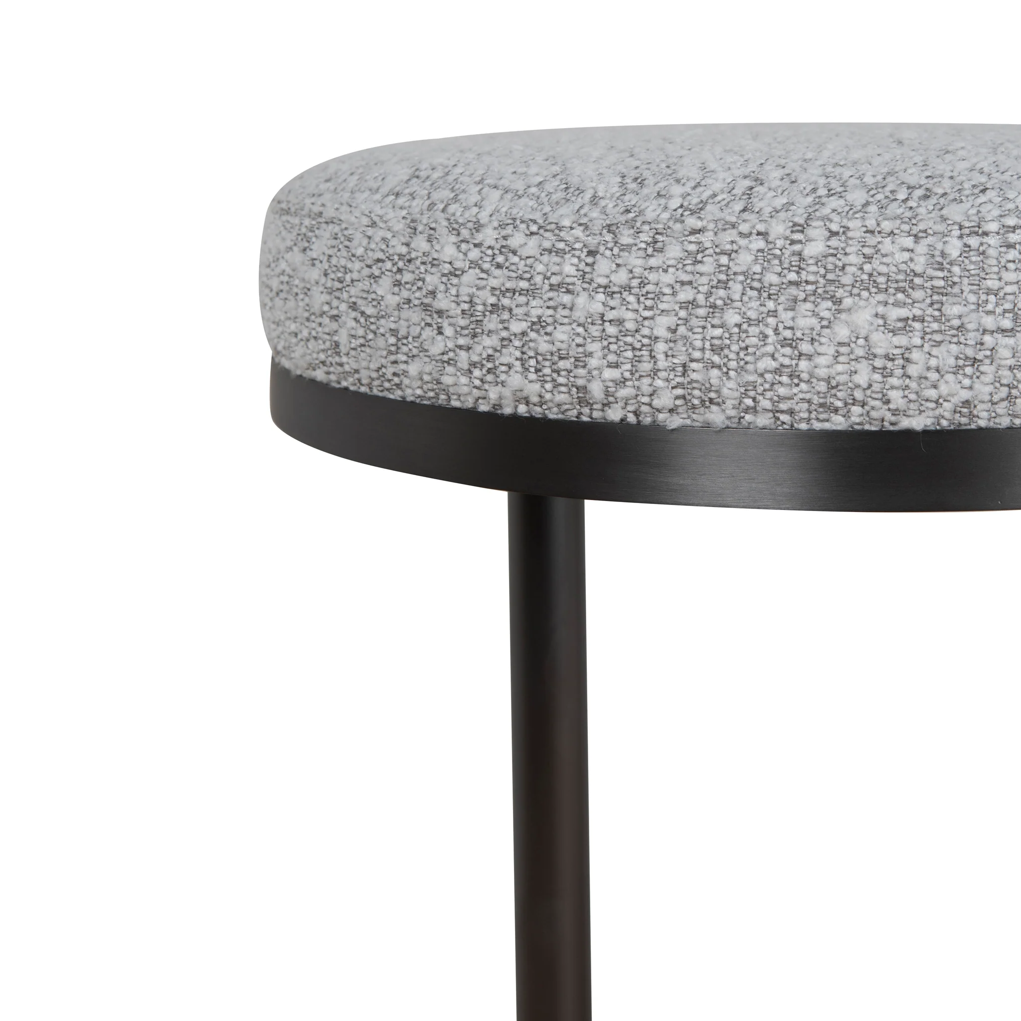 Ex Display - CBS8844-BS 68cm Brush Black Bar Stool - Silver Grey Boucle - Image 5