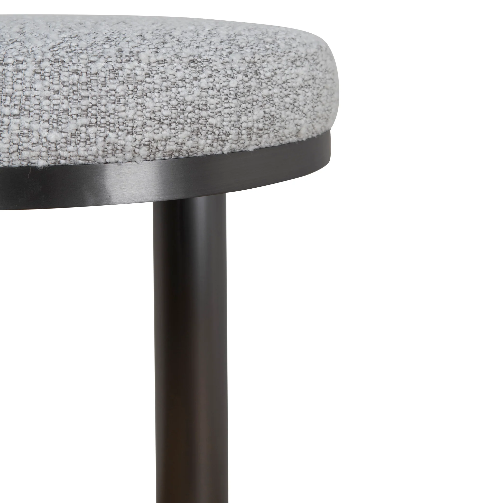 Ex Display - CBS8844-BS 68cm Brush Black Bar Stool - Silver Grey Boucle - Image 6