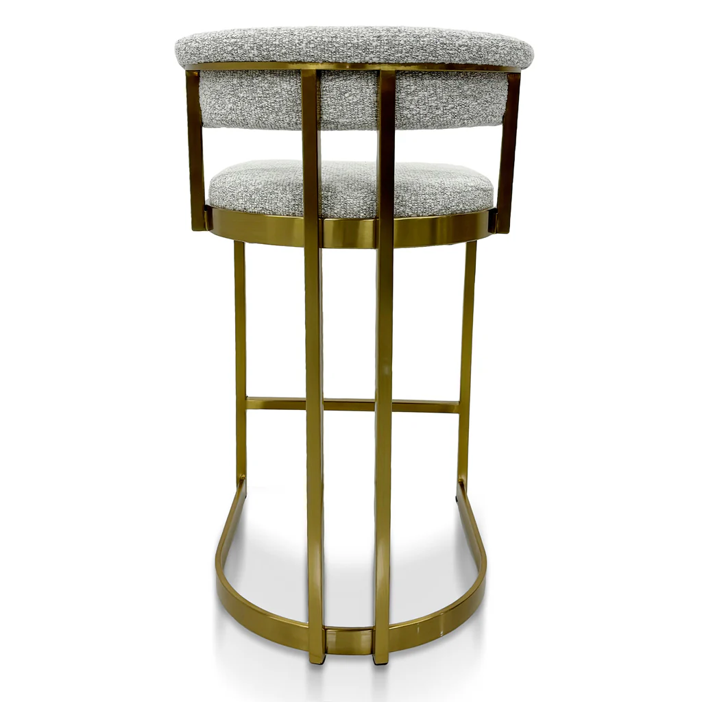 Ex Display - CBS8924-BS Silver Grey Boucle Bar Stool - Golden Base - Image 4