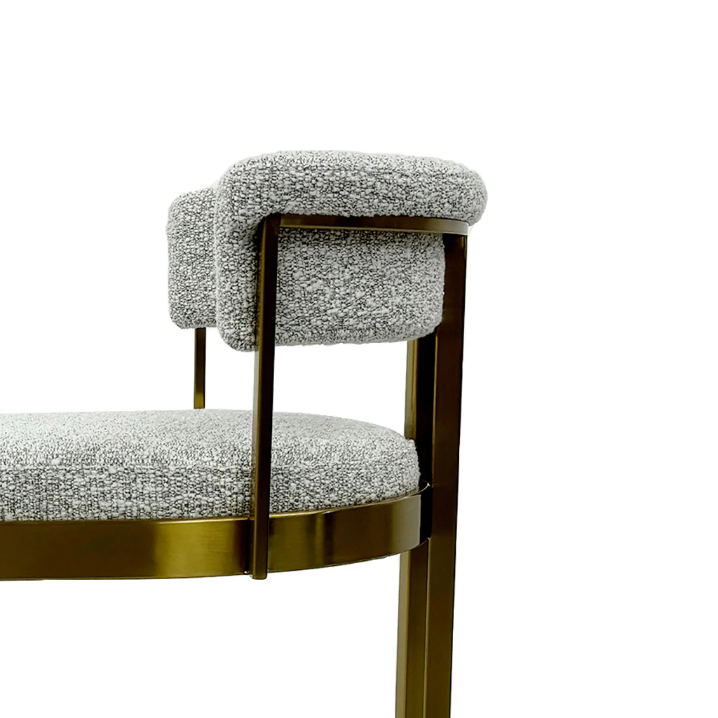 Ex Display - CBS8924-BS Silver Grey Boucle Bar Stool - Golden Base - Image 7