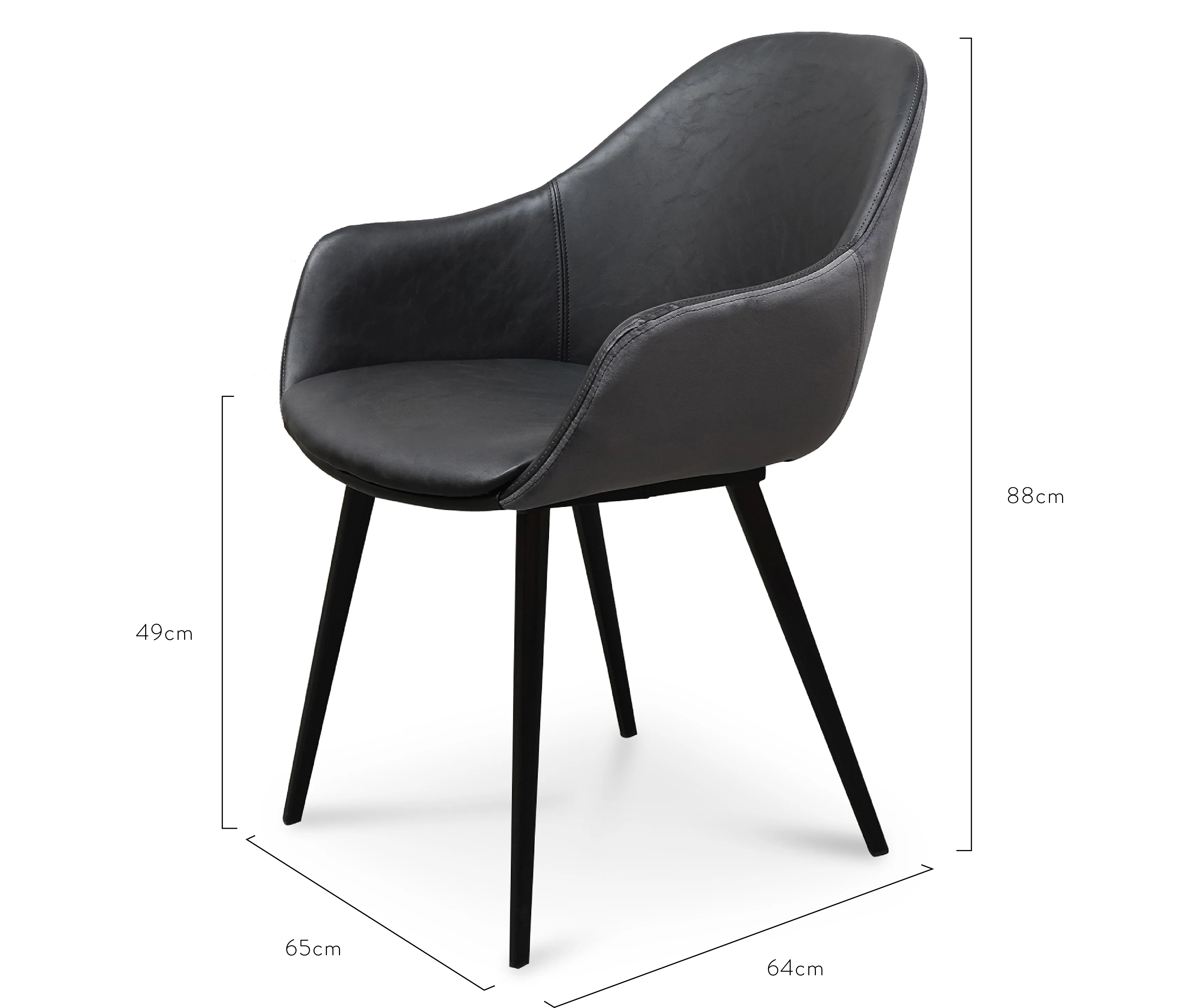 Ex Display - CDC2750-SE - PU Leather Dining Chair - Antique Black - Charcoal Velvet - Image 10