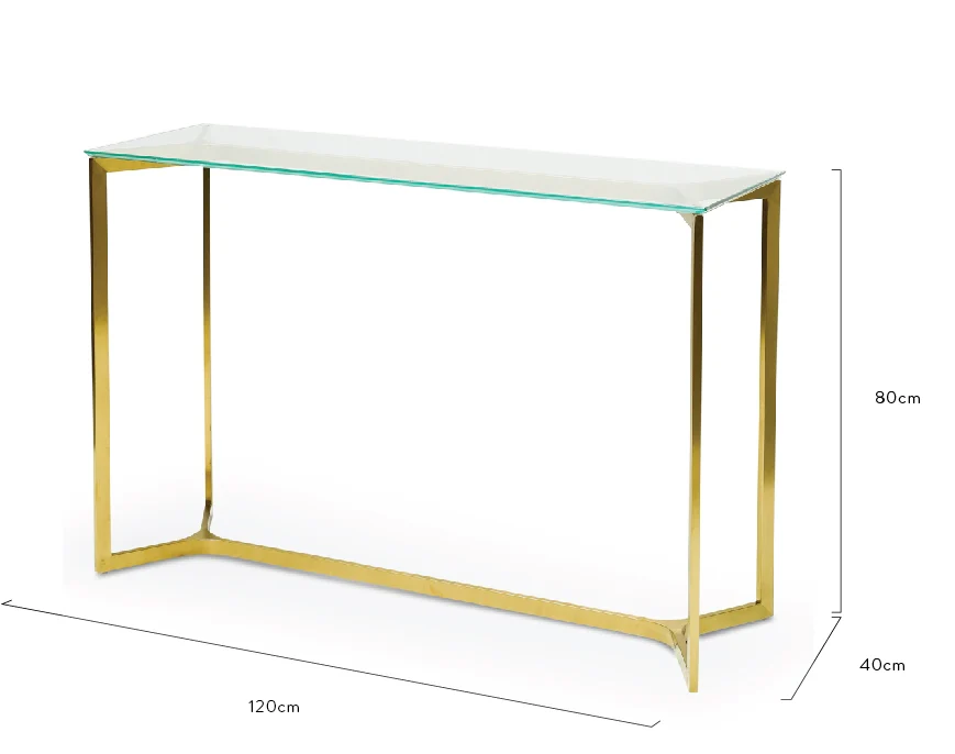 CDT2362-KS 1.2m Glass Console Table - Gold Base - Image 11