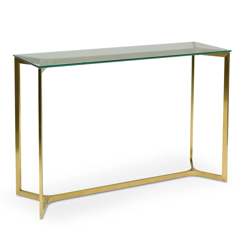 CDT2362-KS 1.2m Glass Console Table - Gold Base - Image 3