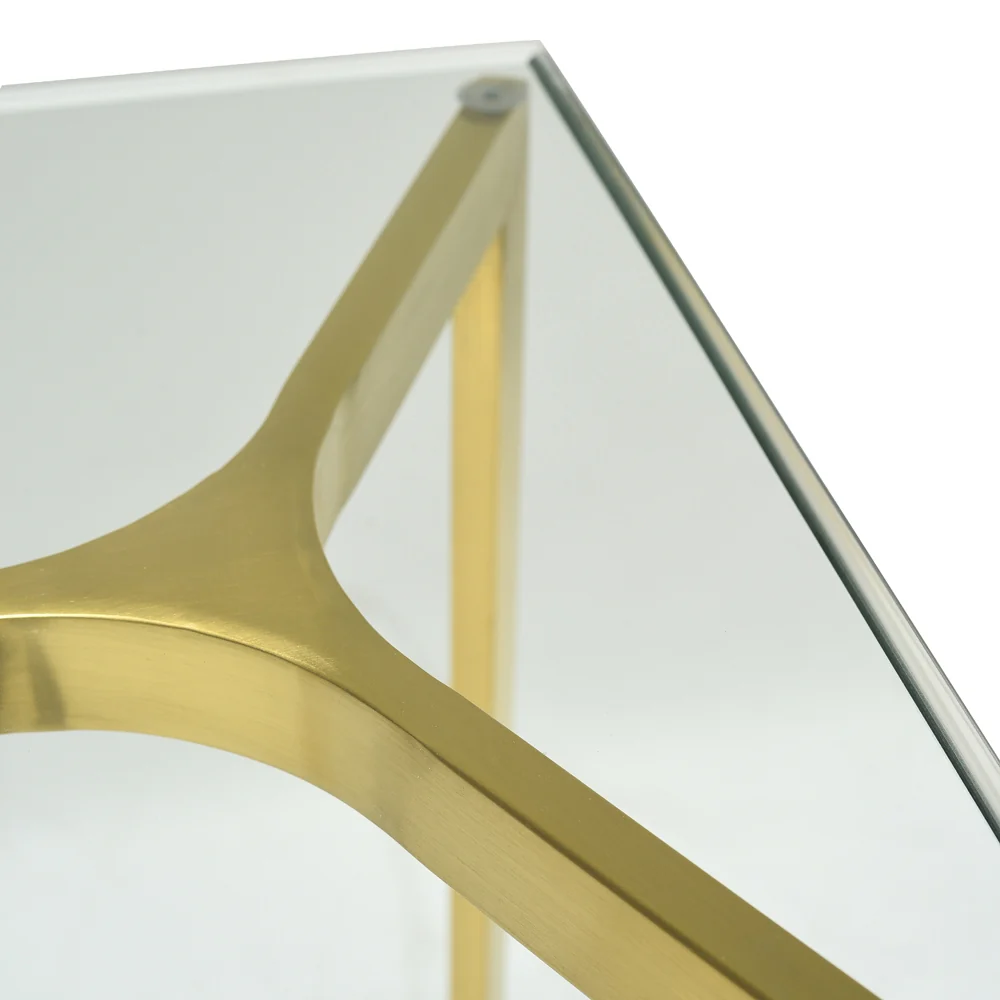CDT2362-KS 1.2m Glass Console Table - Gold Base - Image 7
