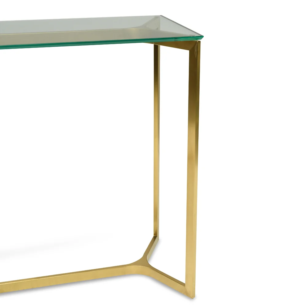 CDT2362-KS 1.2m Glass Console Table - Gold Base - Image 9