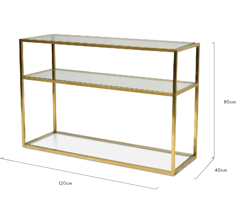 Ex Display - CDT2363-KS 1.2m Glass Console Table - Gold Base - Image 7