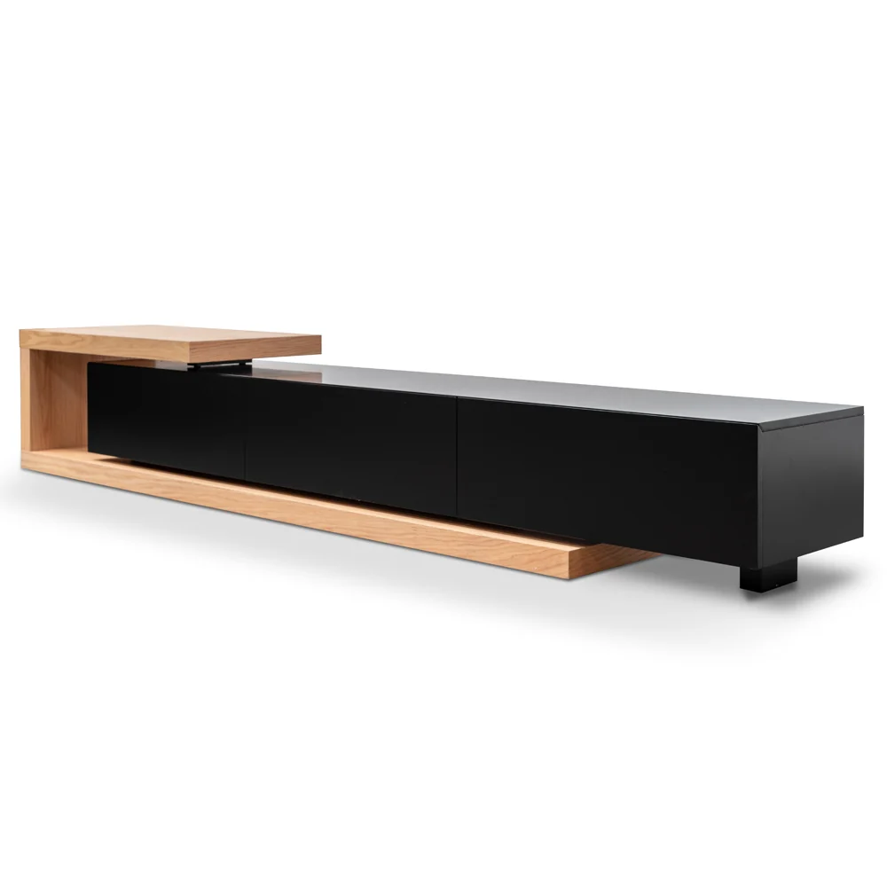 Ex Display - CTV2263-BB 2.4m Entertainment TV Unit - Natural Oak - Black matt