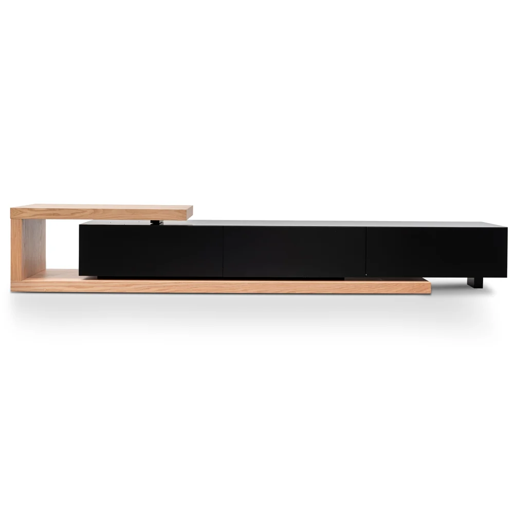 Ex Display - CTV2263-BB 2.4m Entertainment TV Unit - Natural Oak - Black matt - Image 2