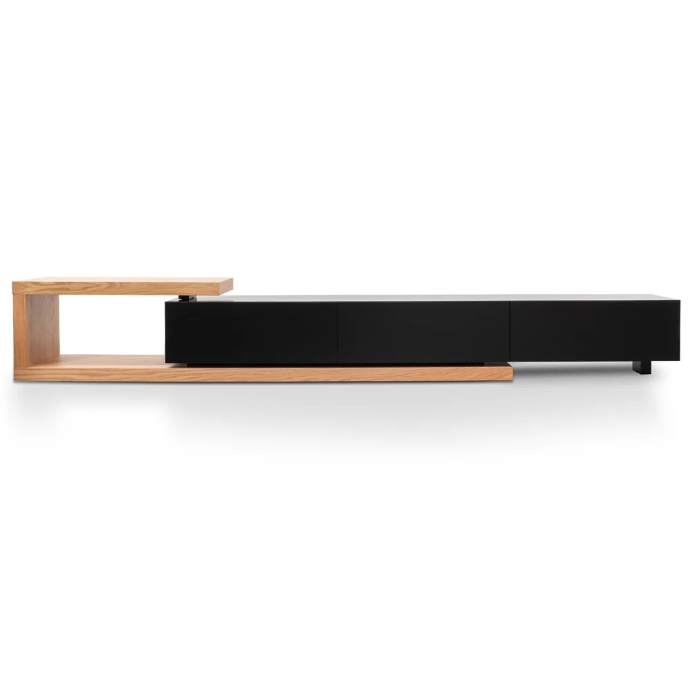 Ex Display - CTV2263-BB 2.4m Entertainment TV Unit - Natural Oak - Black matt - Image 3