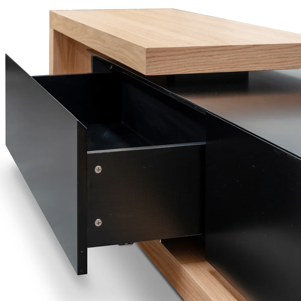 Ex Display - CTV2263-BB 2.4m Entertainment TV Unit - Natural Oak - Black matt - Image 4