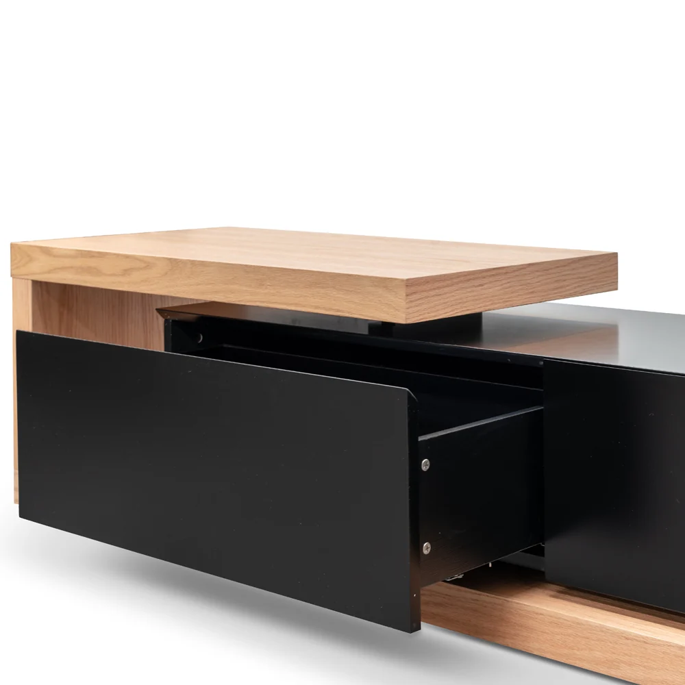 Ex Display - CTV2263-BB 2.4m Entertainment TV Unit - Natural Oak - Black matt - Image 5