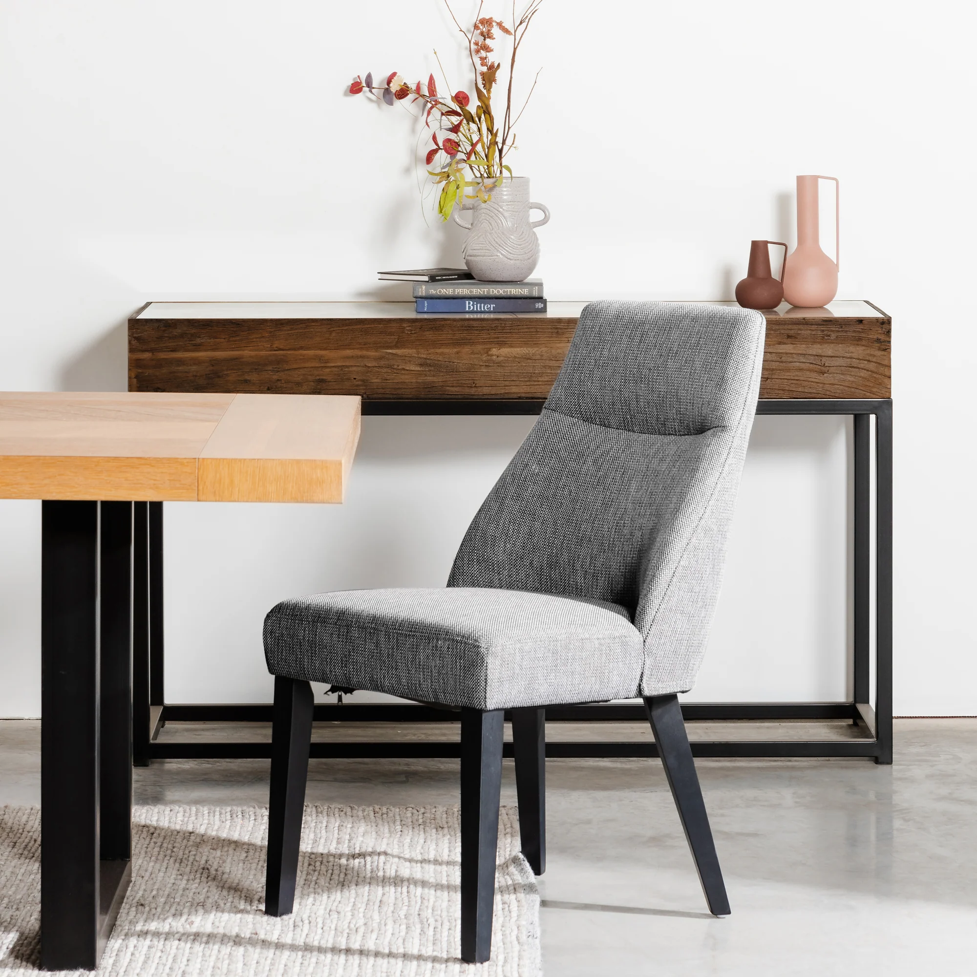 Ex Display - DC6098-KSO Fabric Dining Chair - Graphite Grey - Black Legs - Image 2