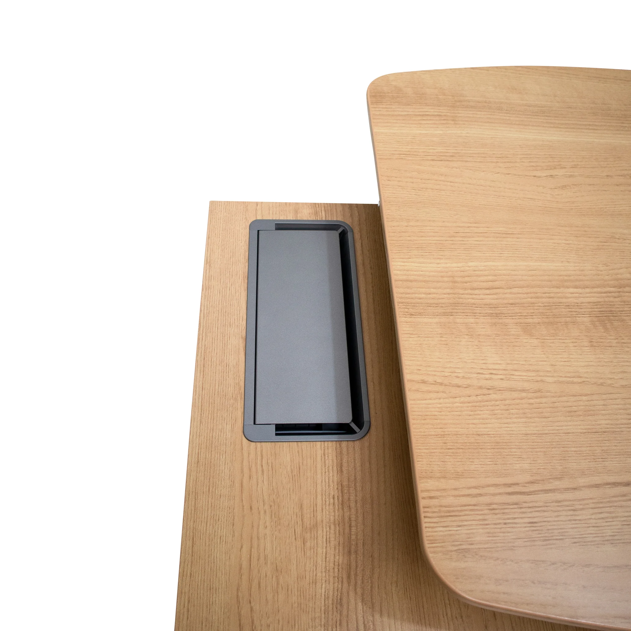 COT6942-SN 2.2m Left Return Grey Office Desk - Natural Top - Image 5