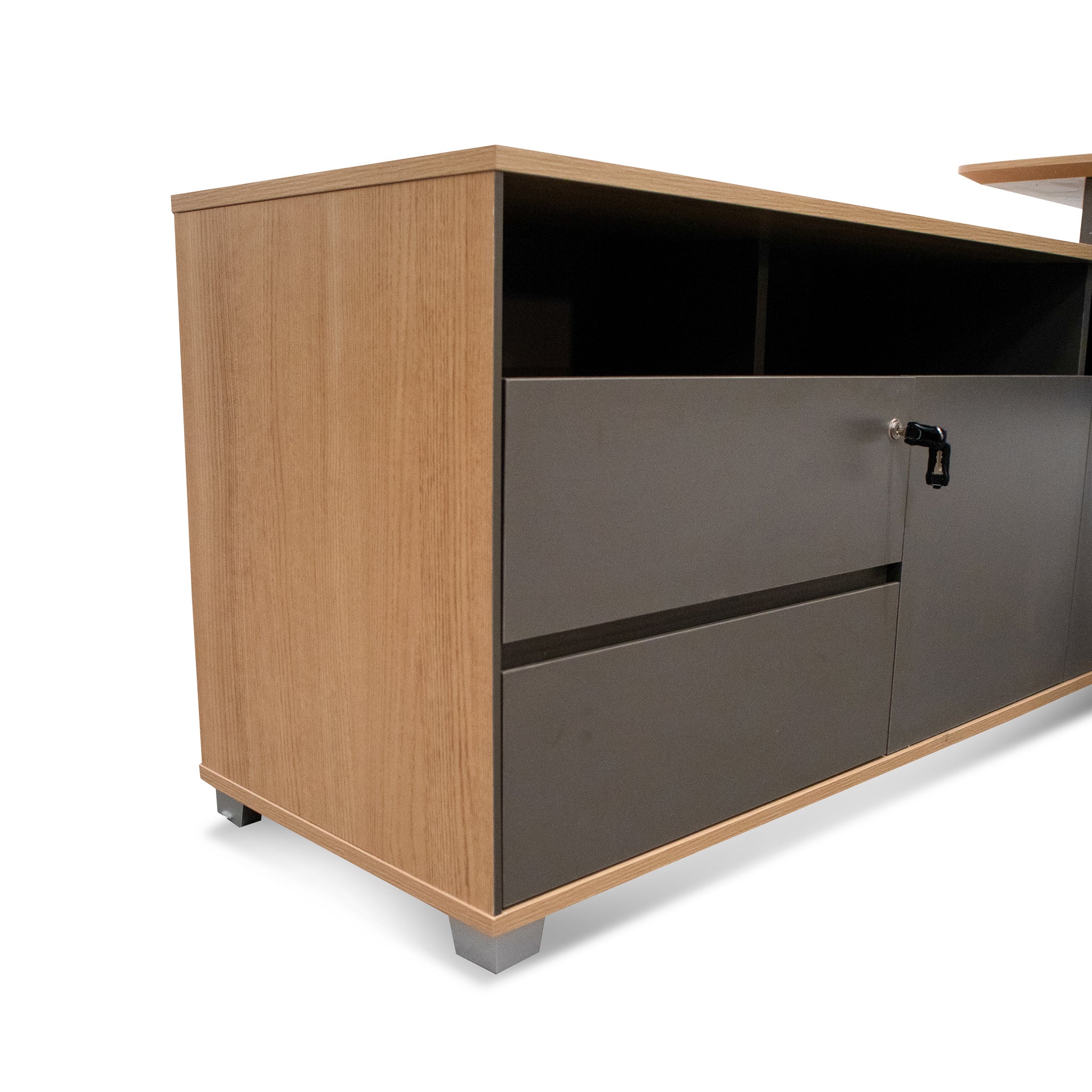 COT6942-SN 2.2m Left Return Grey Office Desk - Natural Top - Image 6