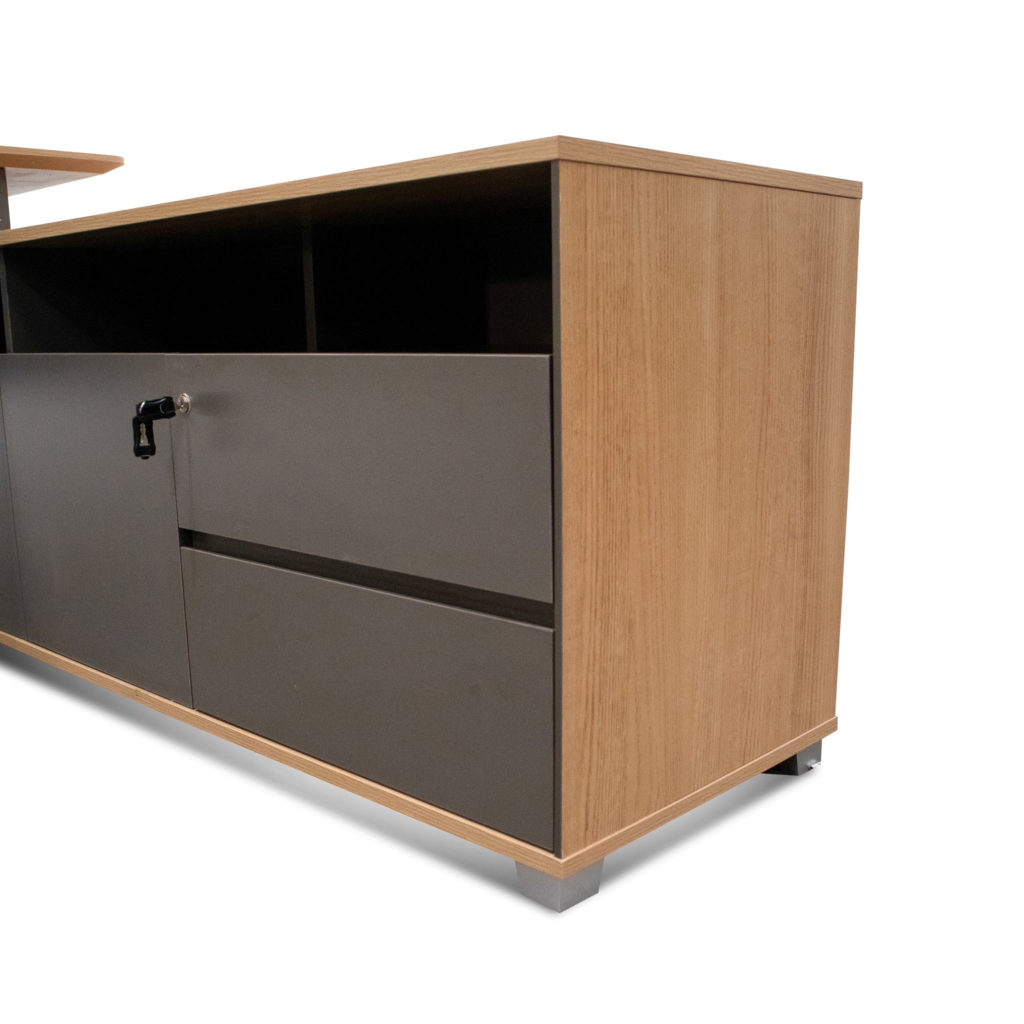COT6943-SN 2.2m Right Return Grey Office Desk - Natural Top - Image 5