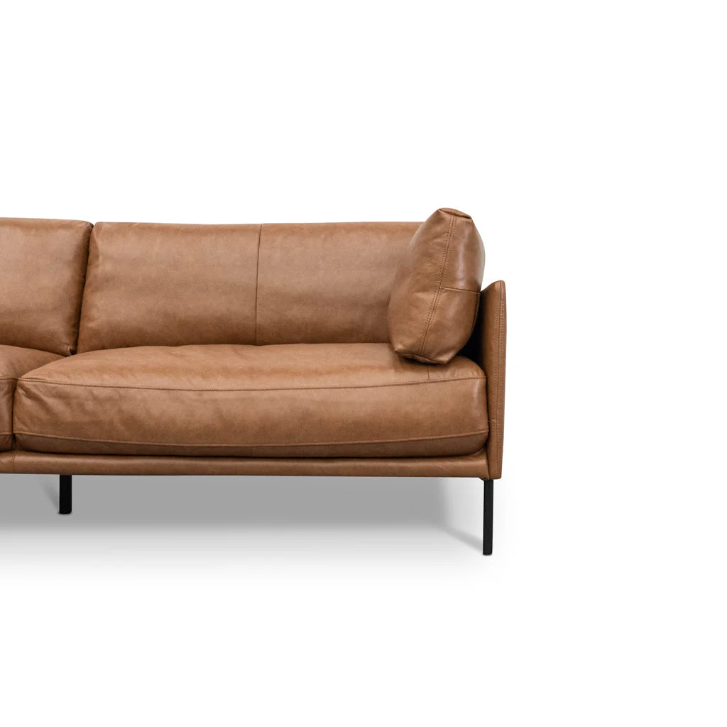 LC8592-KSO 4 Seater Left Chaise Leather Sofa - Caramel Brown - Image 4