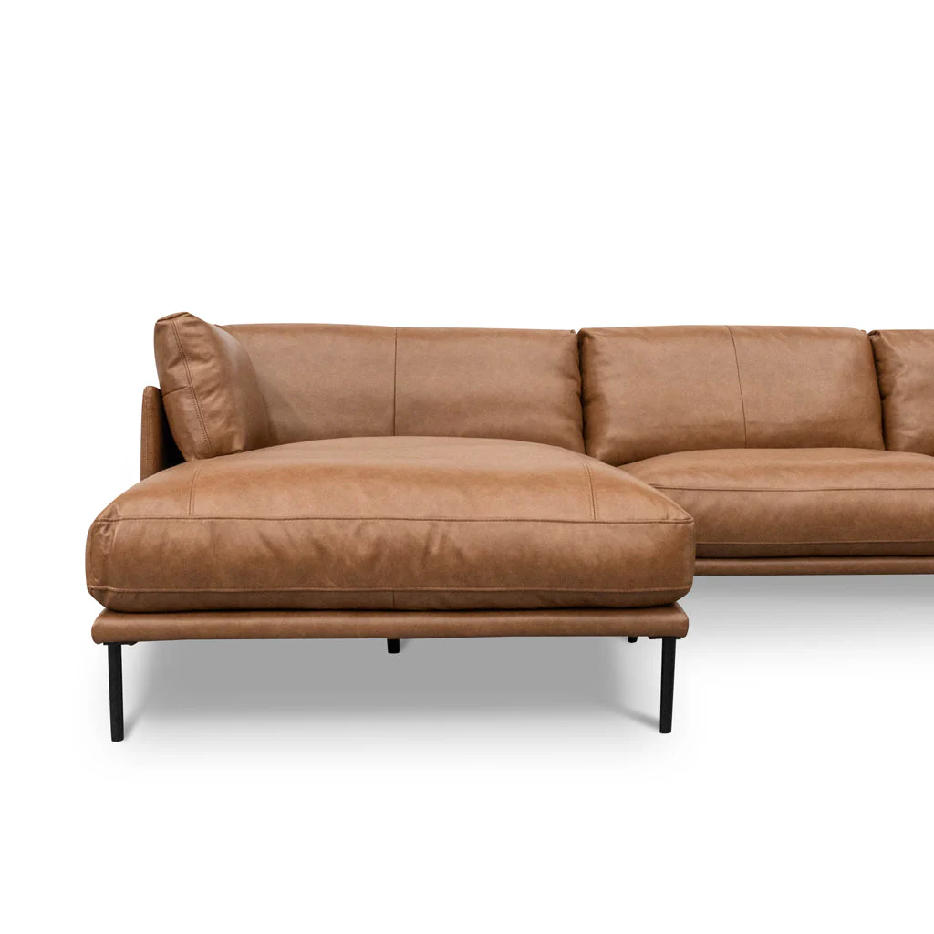 LC8592-KSO 4 Seater Left Chaise Leather Sofa - Caramel Brown - Image 5