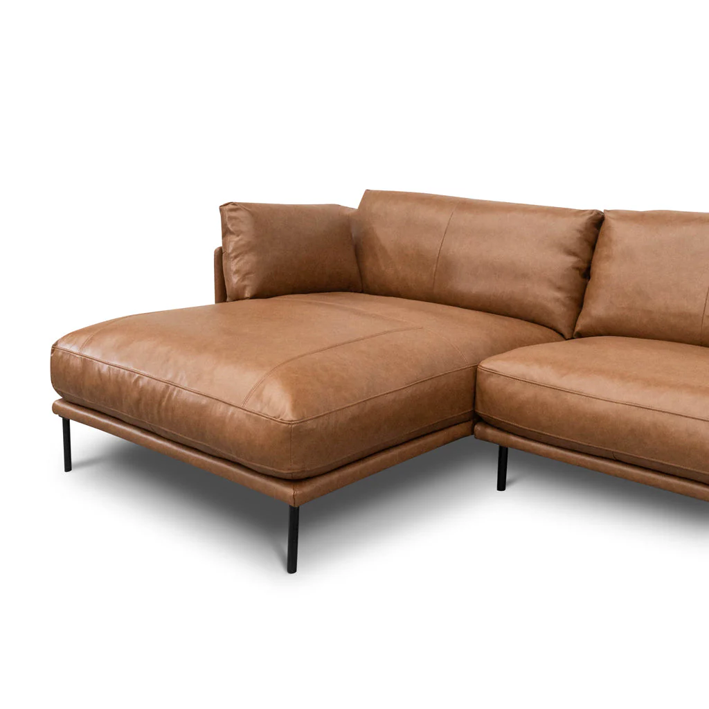 LC8592-KSO 4 Seater Left Chaise Leather Sofa - Caramel Brown - Image 6