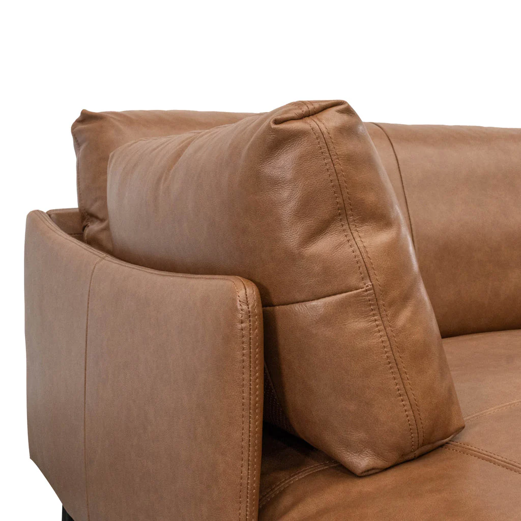 LC8592-KSO 4 Seater Left Chaise Leather Sofa - Caramel Brown - Image 8