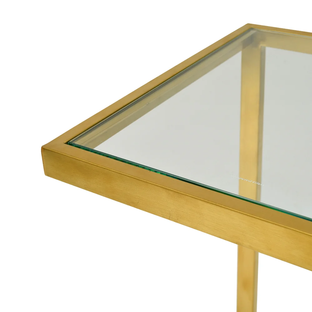CST2358-KS Glass Side Table - Gold Base  (Set of 3) - Last one - Image 6
