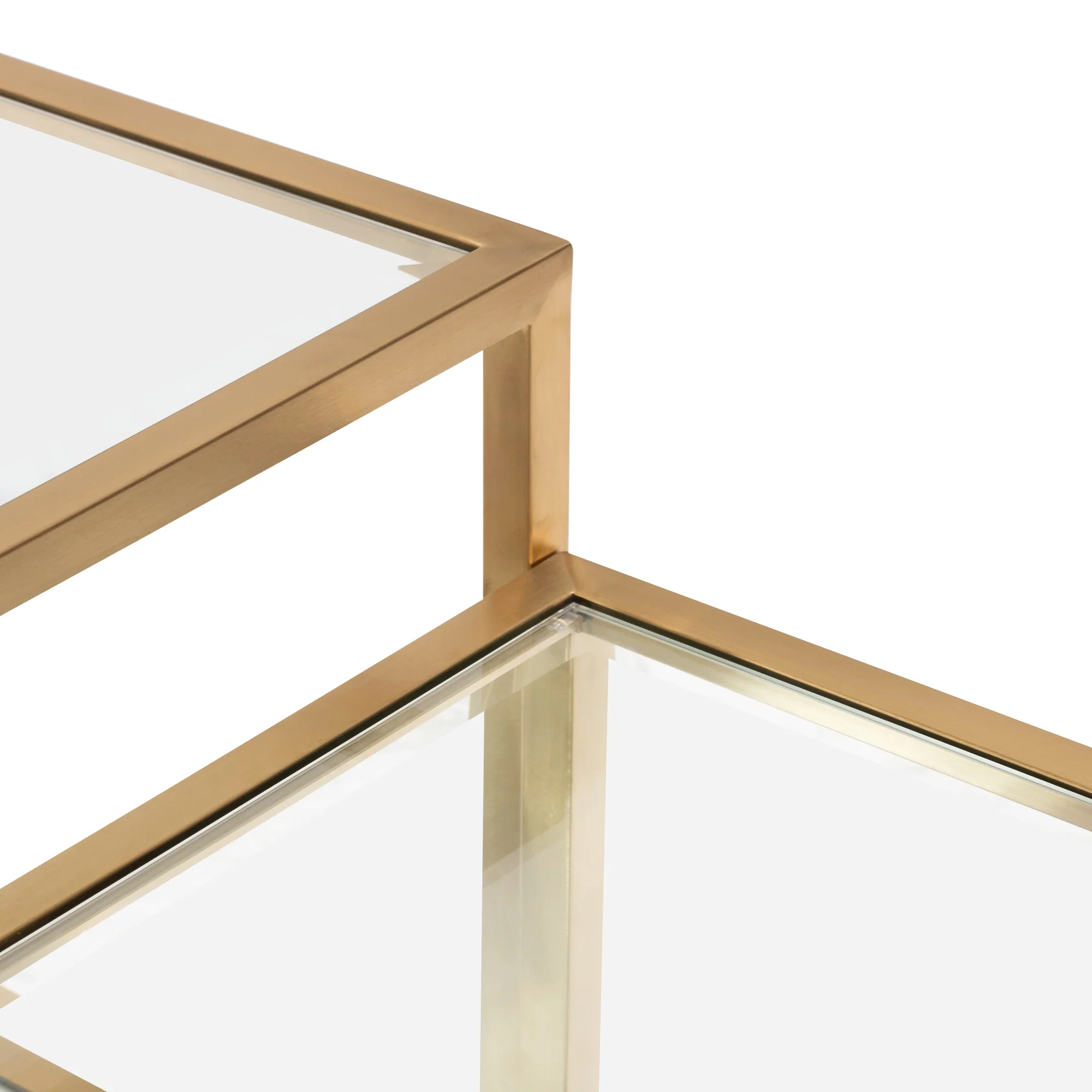 CCF2585-BS 100cm Glass Coffee Table - Brushed Gold Base (Set of 4) - Image 5